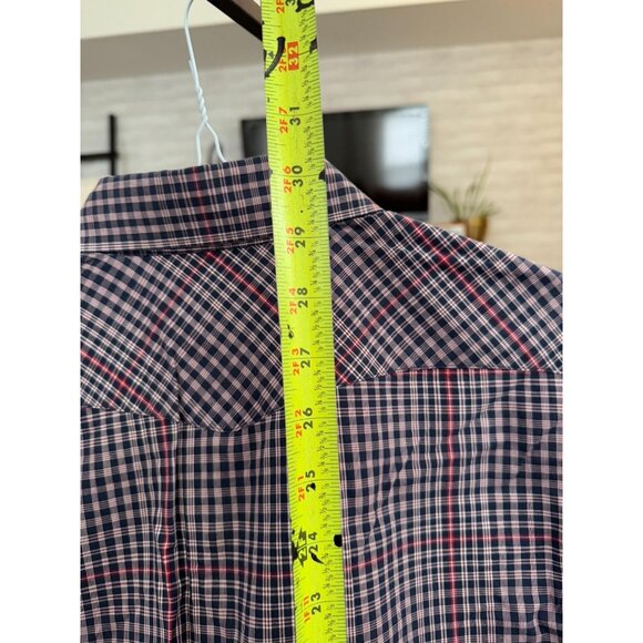 Banana Republic Western Pearl Snap Black Red Checkered Shirt Mens Size L - Picture 4 of 7